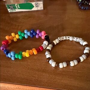 Colorful Hand Beaded Bracelet Pair